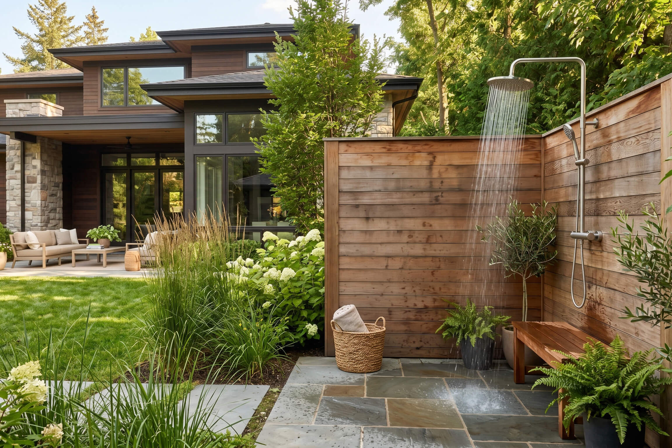Designing the Perfect Backyard Shower with an Indoor Gas Tankless Water Heater