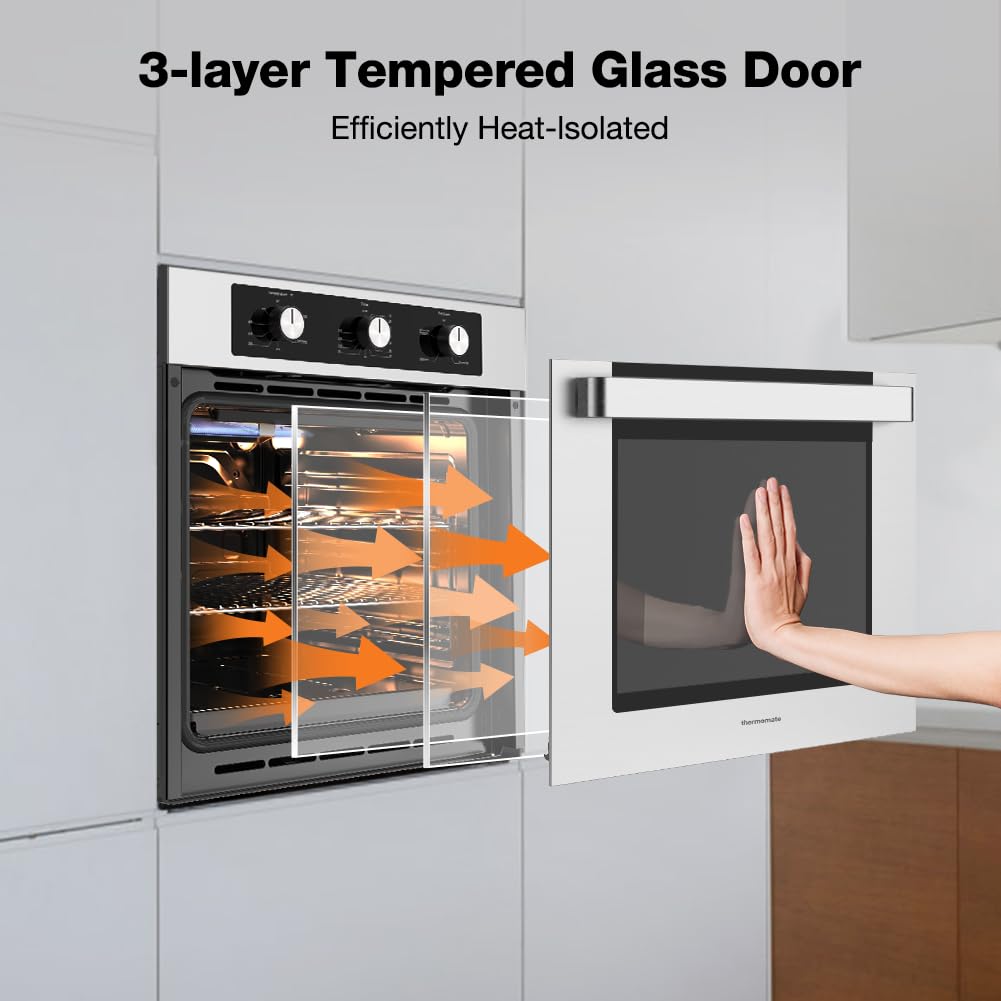 24 Inch Gas Single Wall Oven,5 Cooking Functions