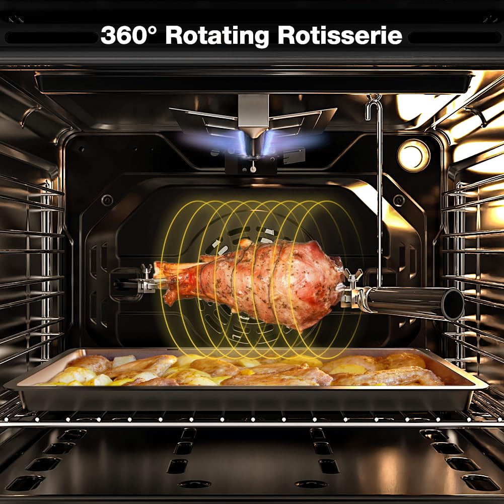 24 Inch Gas Single Wall Oven,5 Cooking Functions