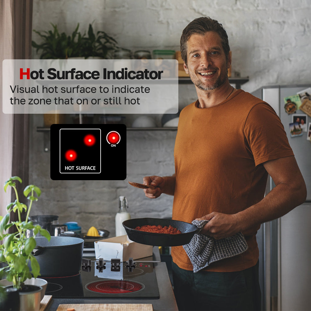 Hot Surface Indicator
Visual hot surface to indicatethe zone that on or still hot