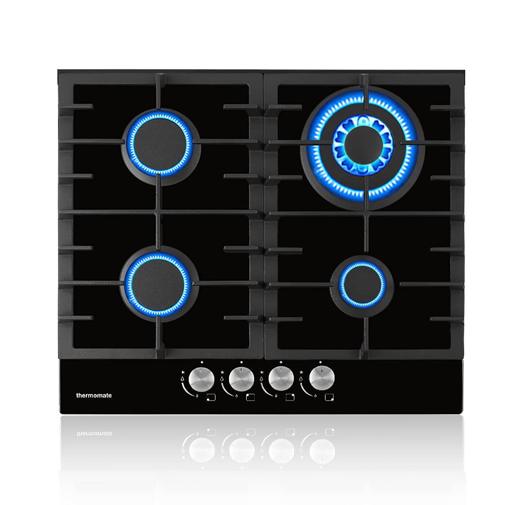 Thermomate Black Built-in 4 Burners Gas Hob - NG/LPG Convertible