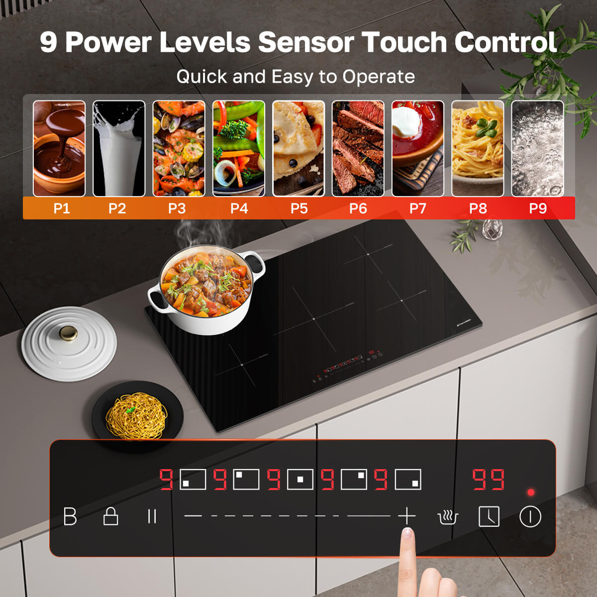 9-Power-Levels-Sensor-Touch-Control