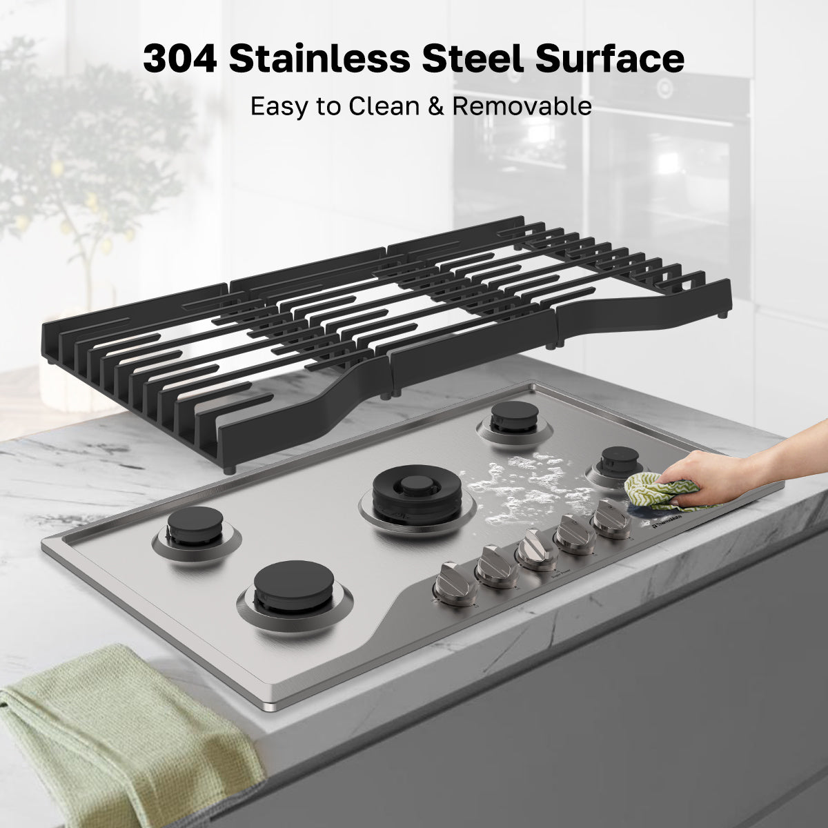 304 Stainless Steel Surface
Easy to Clean & Removable