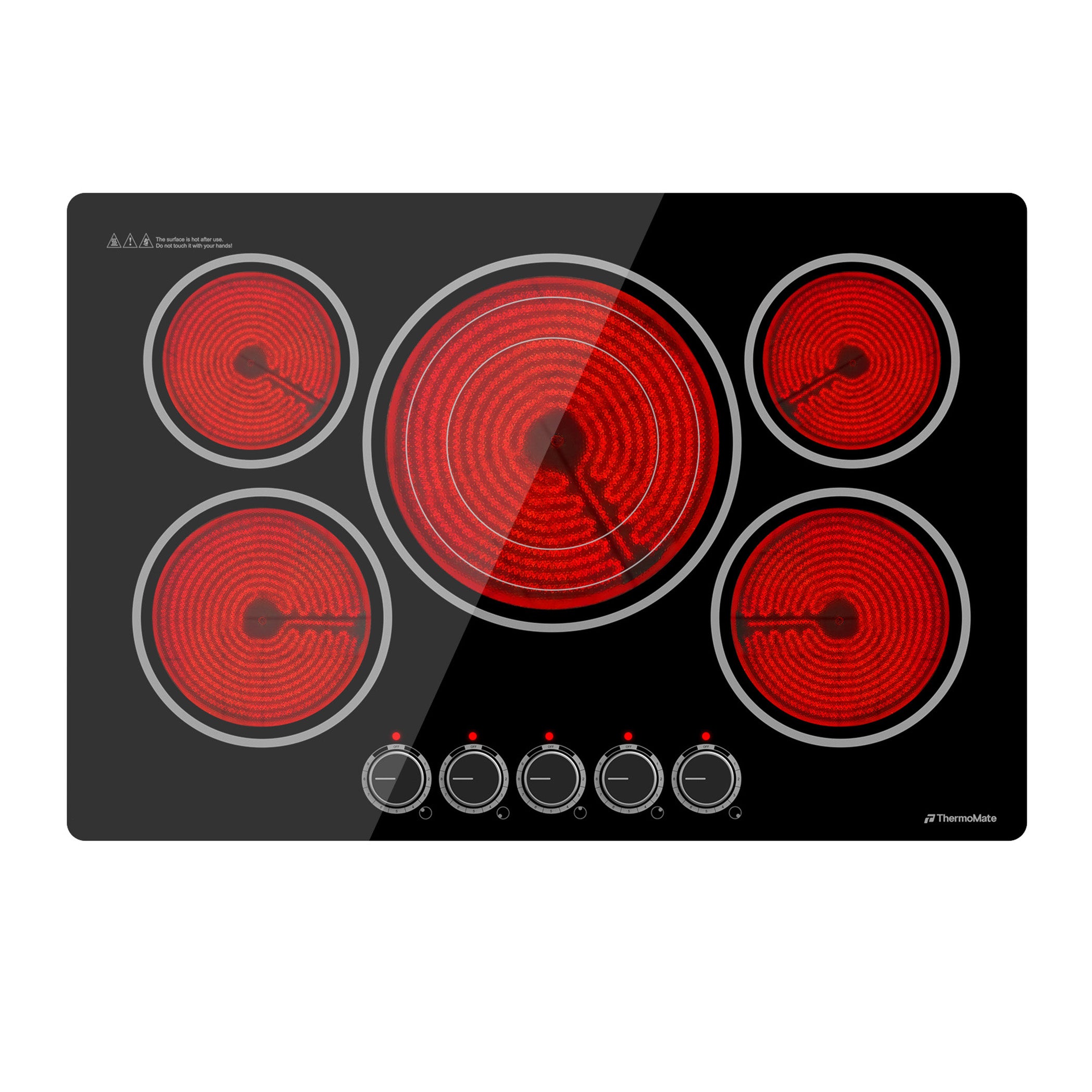 30" Ceramic Electric Cooktop, 5 Burners, 9000W, Built-in Stove Top