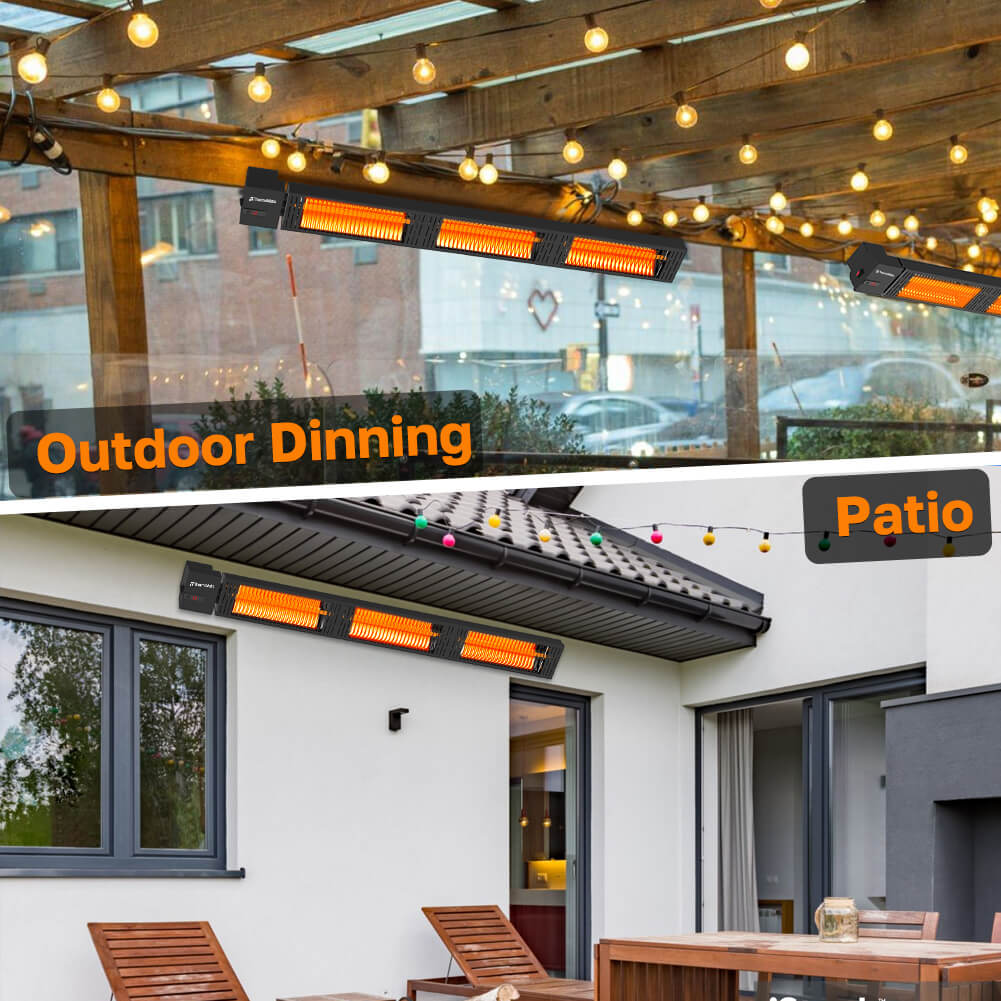 Outdoor dining and patio heating elements with 'Outdoor Dinning' and 'Patio' labels.