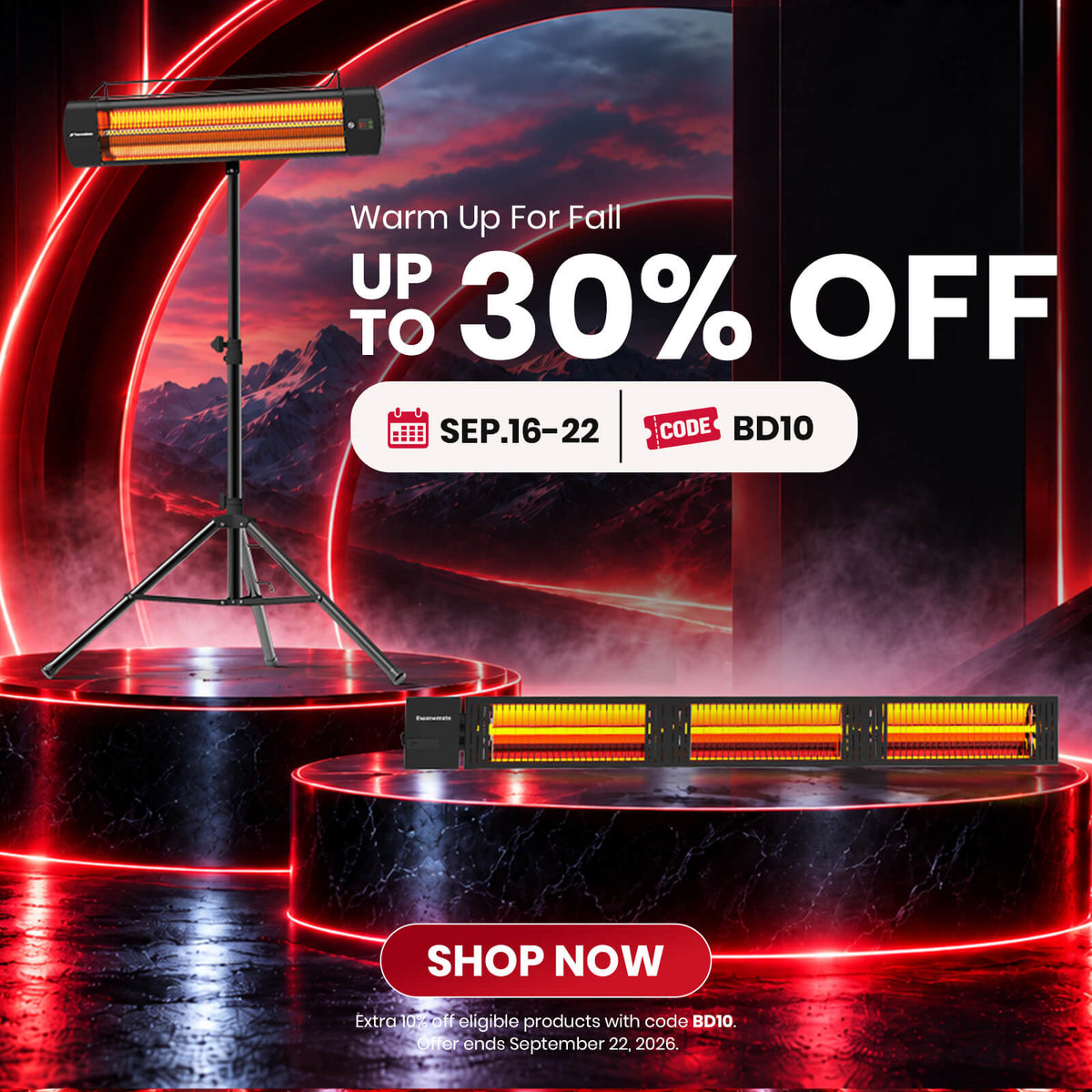 ThermoMate patio heaters featured in the Branding Day fall sale with up to 30% off, September 16–22.