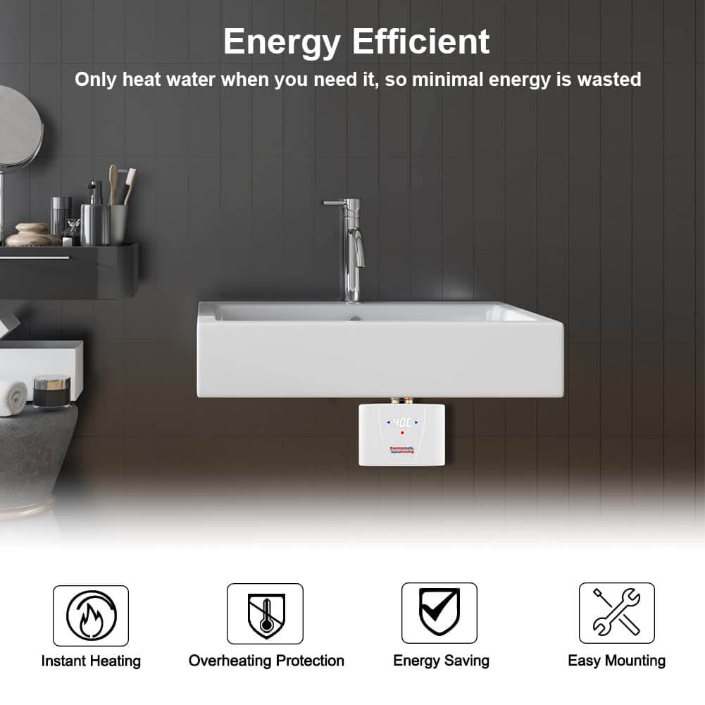 5.5kW Instant Electric Water Heater with Backlit LED Display  hot water on demand