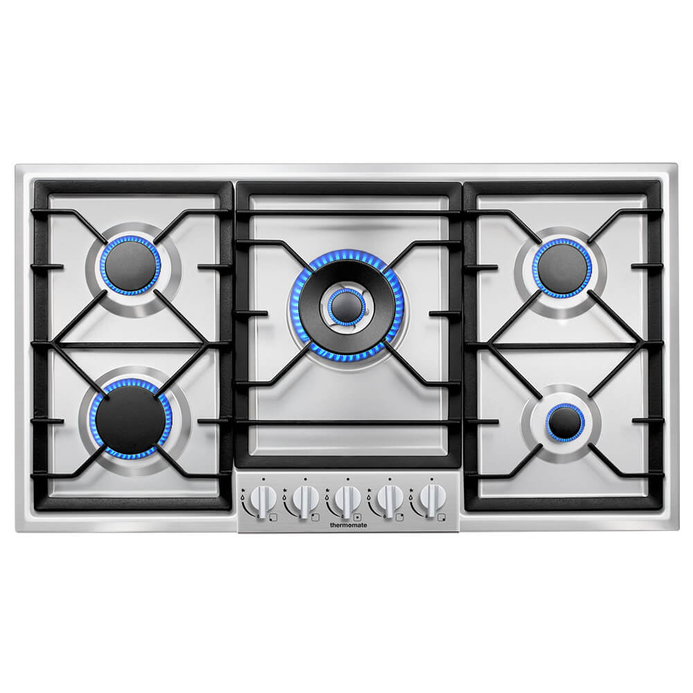 Propane Gas Cooktop with 5 Burners, 36 inch Gas Stove Top, Nafewin Built-in  Stainless Steel Gas Cooktop with Thermocouple Protection