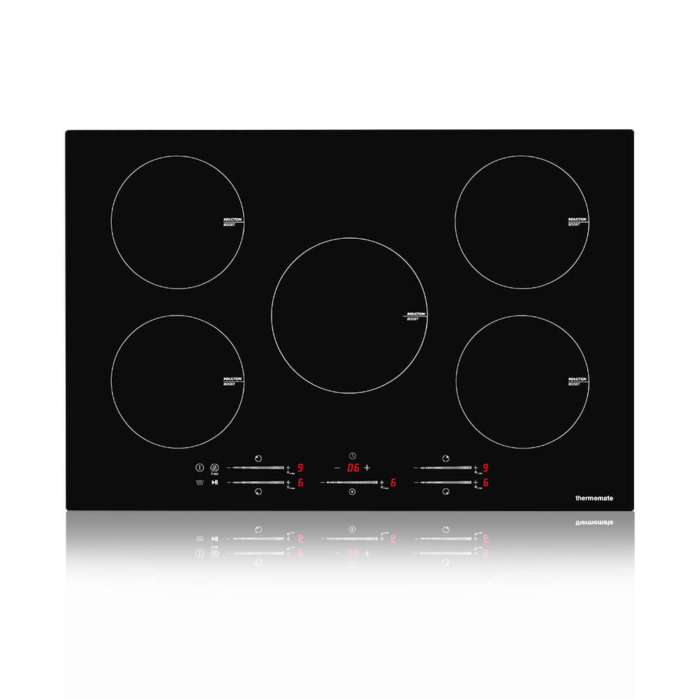 Electric Cooktop, thermomate 30 inch Built-in Induction Stove Top, 240V Electric Smoothtop with 5 Boost Burner, 9 Heating Level, Timer & Kid Safety