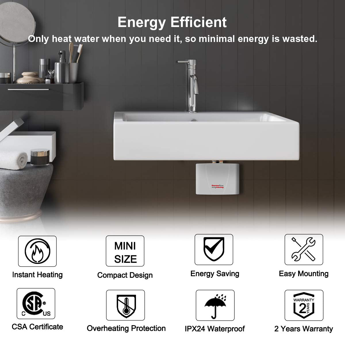 Thermoflow Mini chauffe-eau électrique sans réservoir 3,5 kW