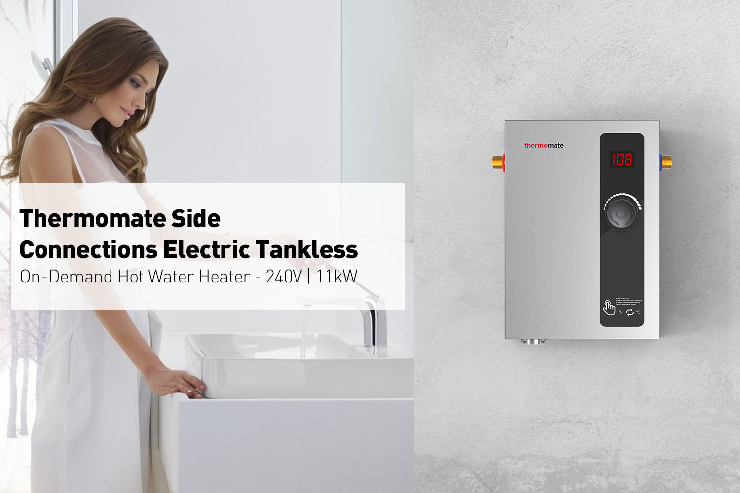 Introducing the Side Connections Electric Tankless On-Demand Hot Water Heater - 240V | 11kW