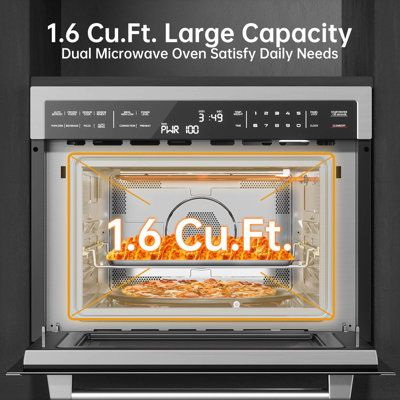 1.6 Cu.Ft. Large Capacity Dual Microwave Oven Satisfy Daily Needs