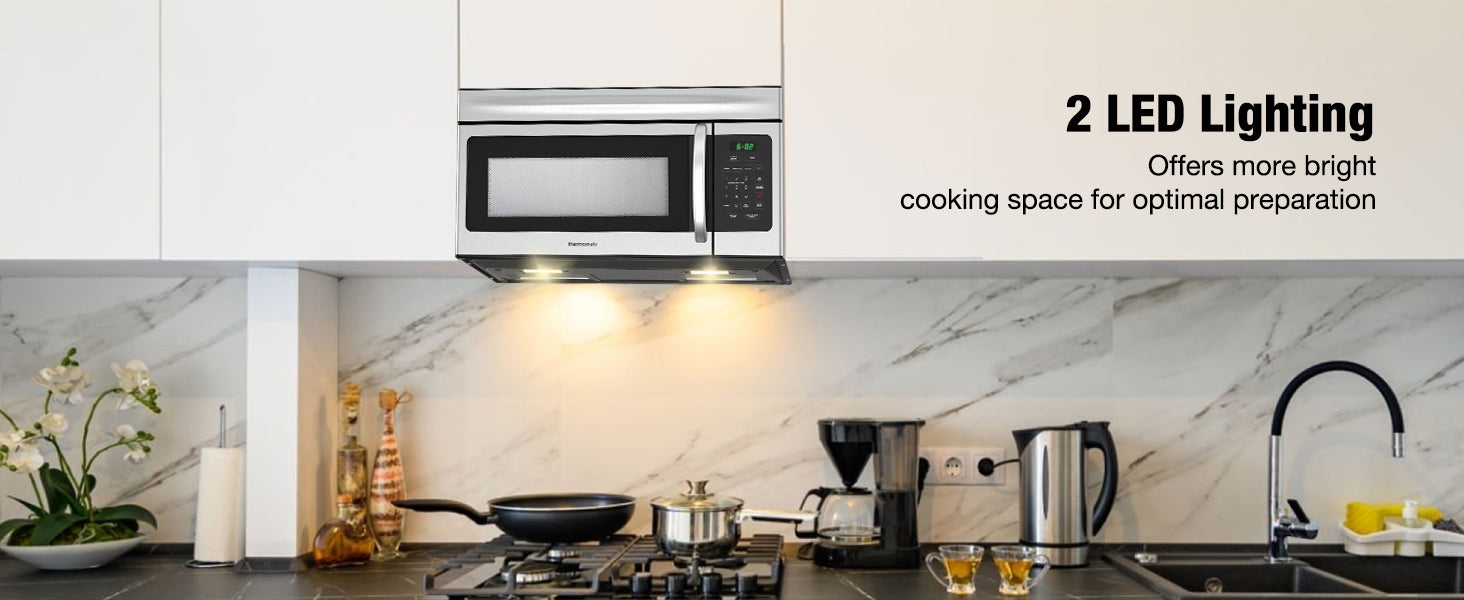 2 LED Lighting Offers more bright cooking space for optimal preparation