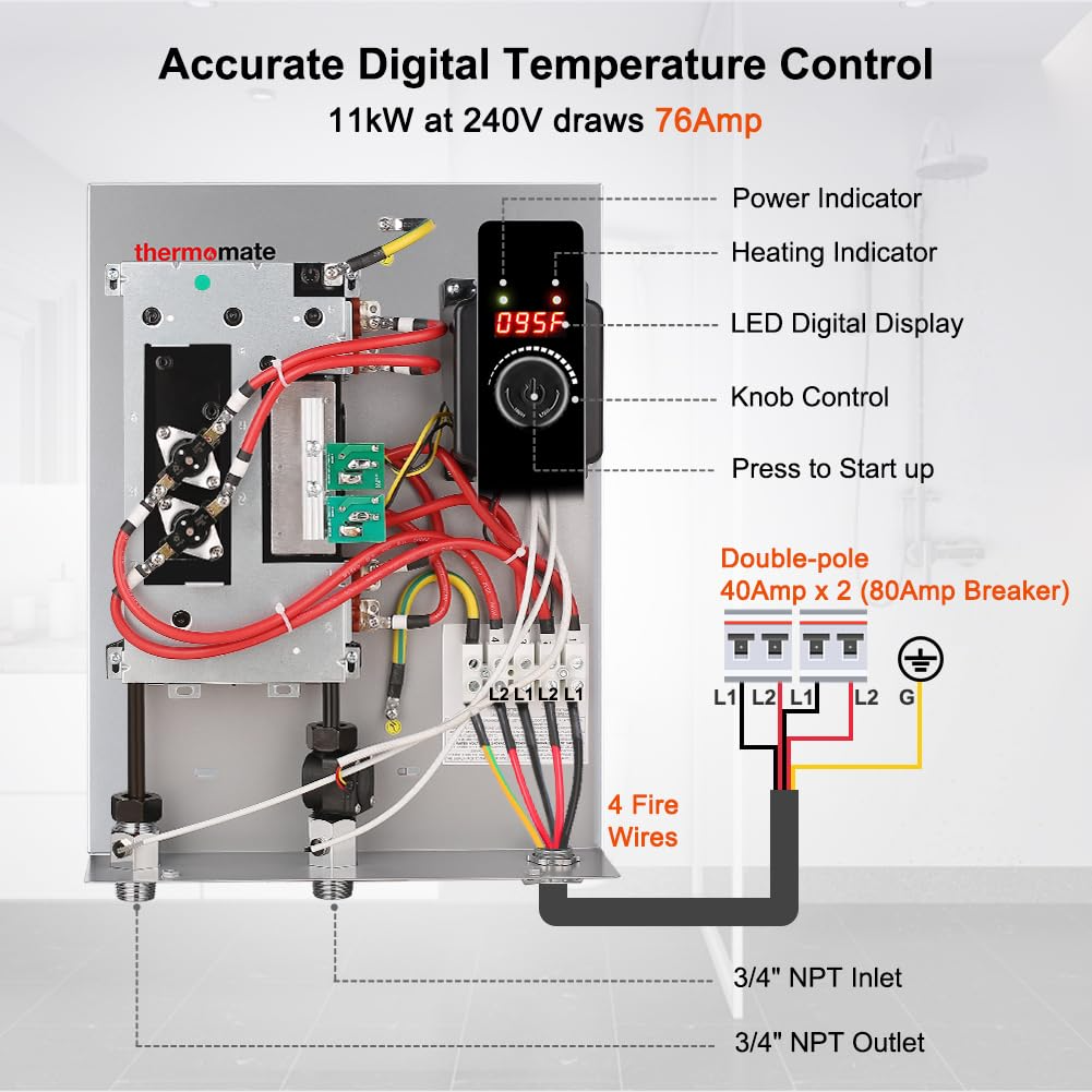 thermomate electric tankless water heater | accurate digital temperature control