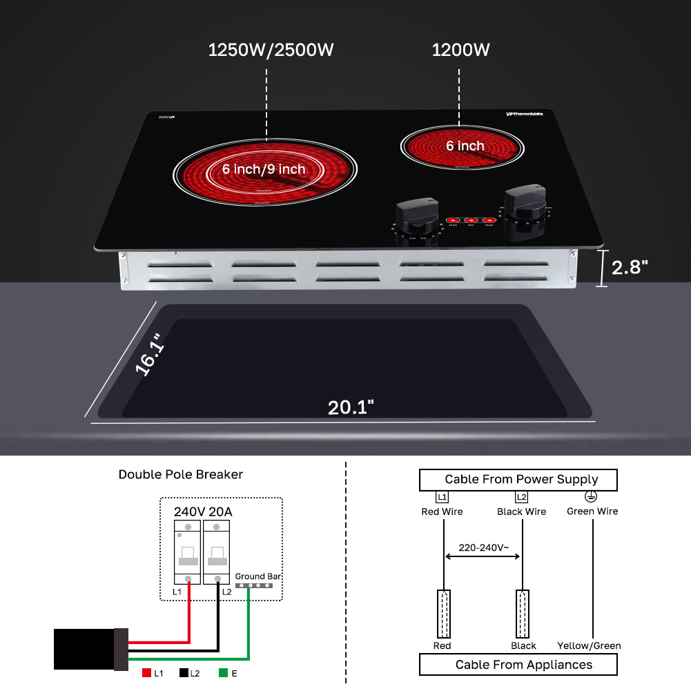 21 Inch Built-in Knob Control Ceramic Electric Cooktop