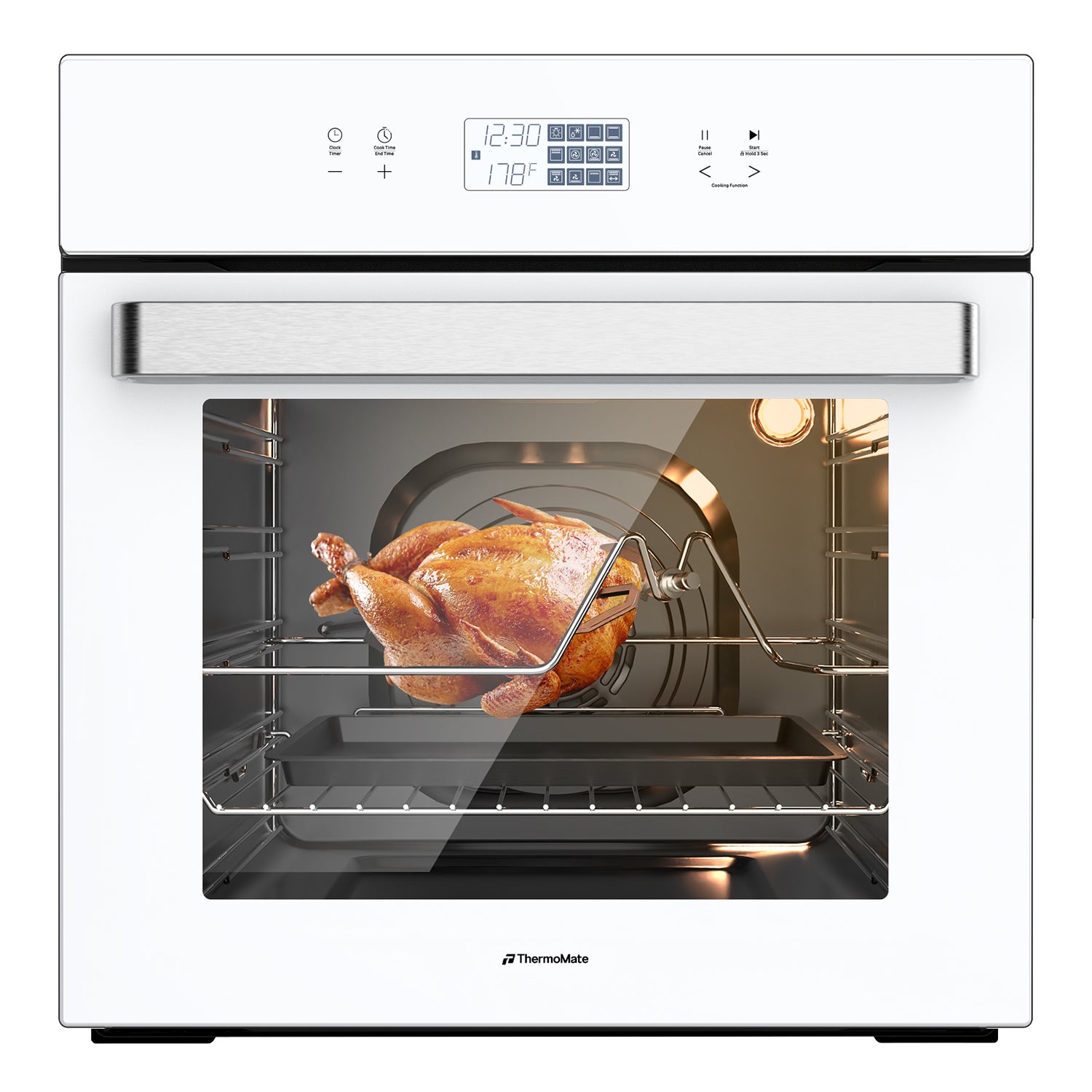 24'' Built-in White Electric Wall Oven - 12 Functions Convection Ovens