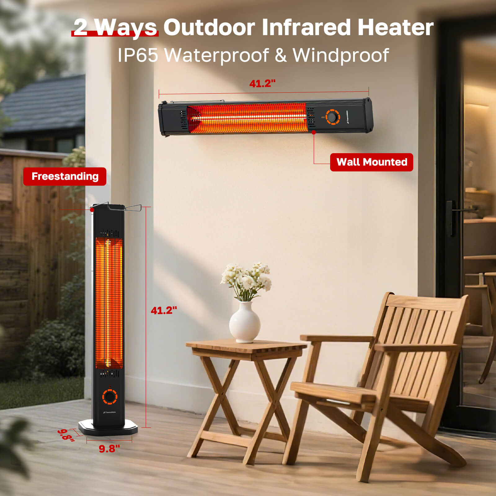 ThermoMate 1500W Outdoor Electric Infrared Patio Heater