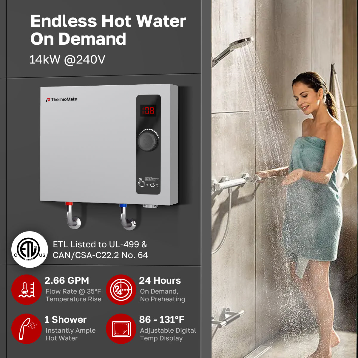 On Demand
Endless Hot Water