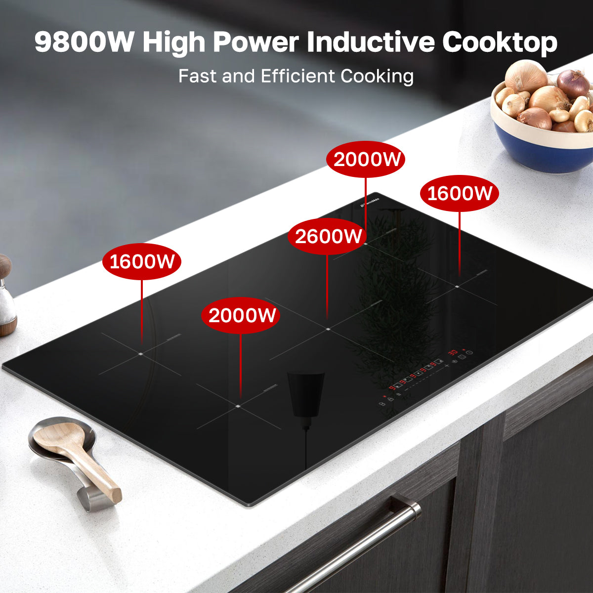 9800W High Power Inductive Cooktop
Fast and Efficient Cooking