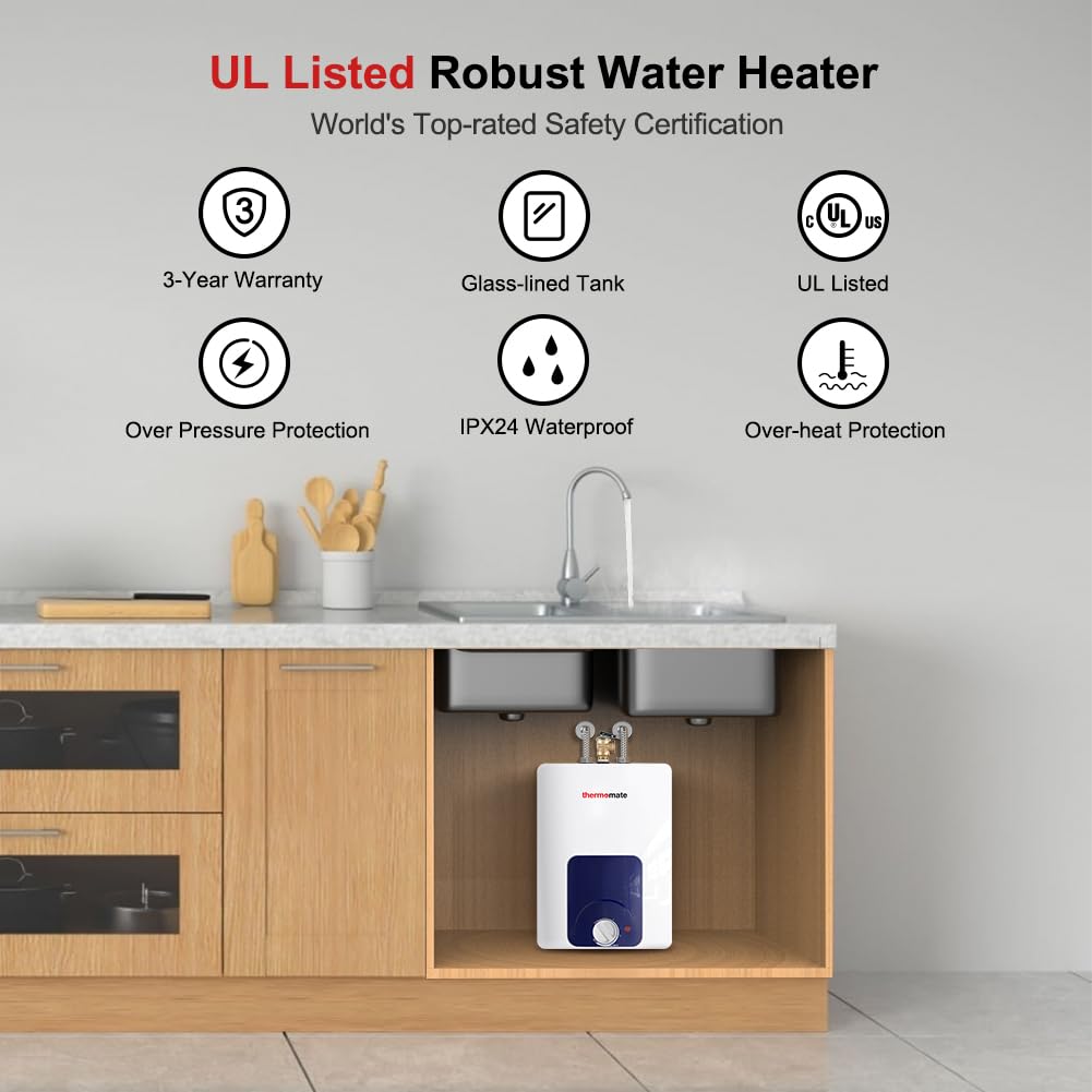 4 Gallon Point of Use Mini Tank Electric Water Heater w/ UL Listed - 120V