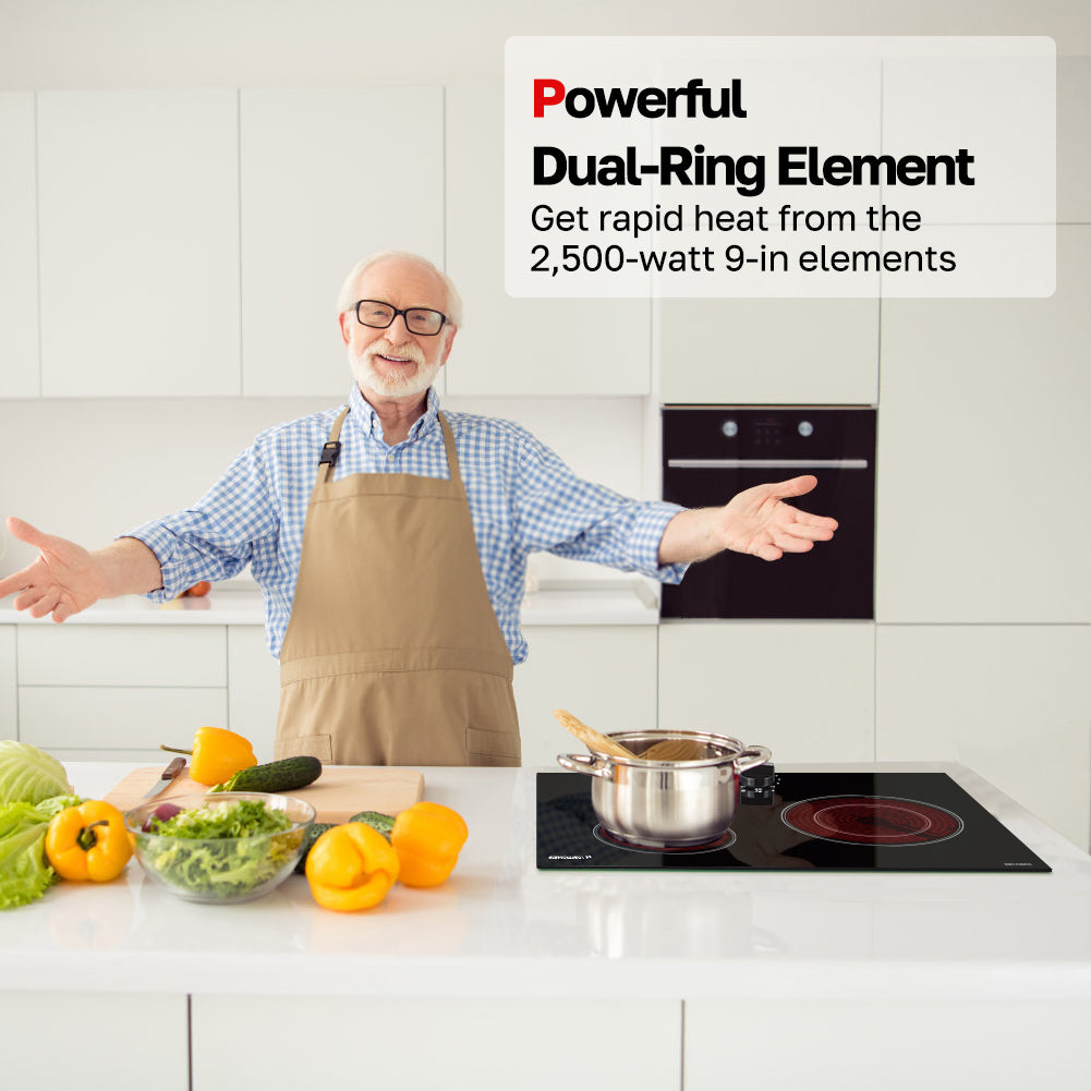 PowerfulDual-Ring Element
Get rapid heat from the 2,500-watt 9-in elements