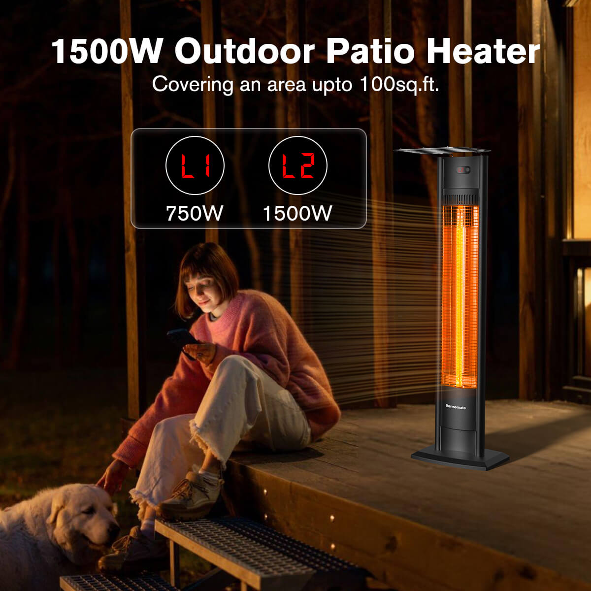 1500W Outdoor Patio Heater Covering an area upto 100sq.ft.