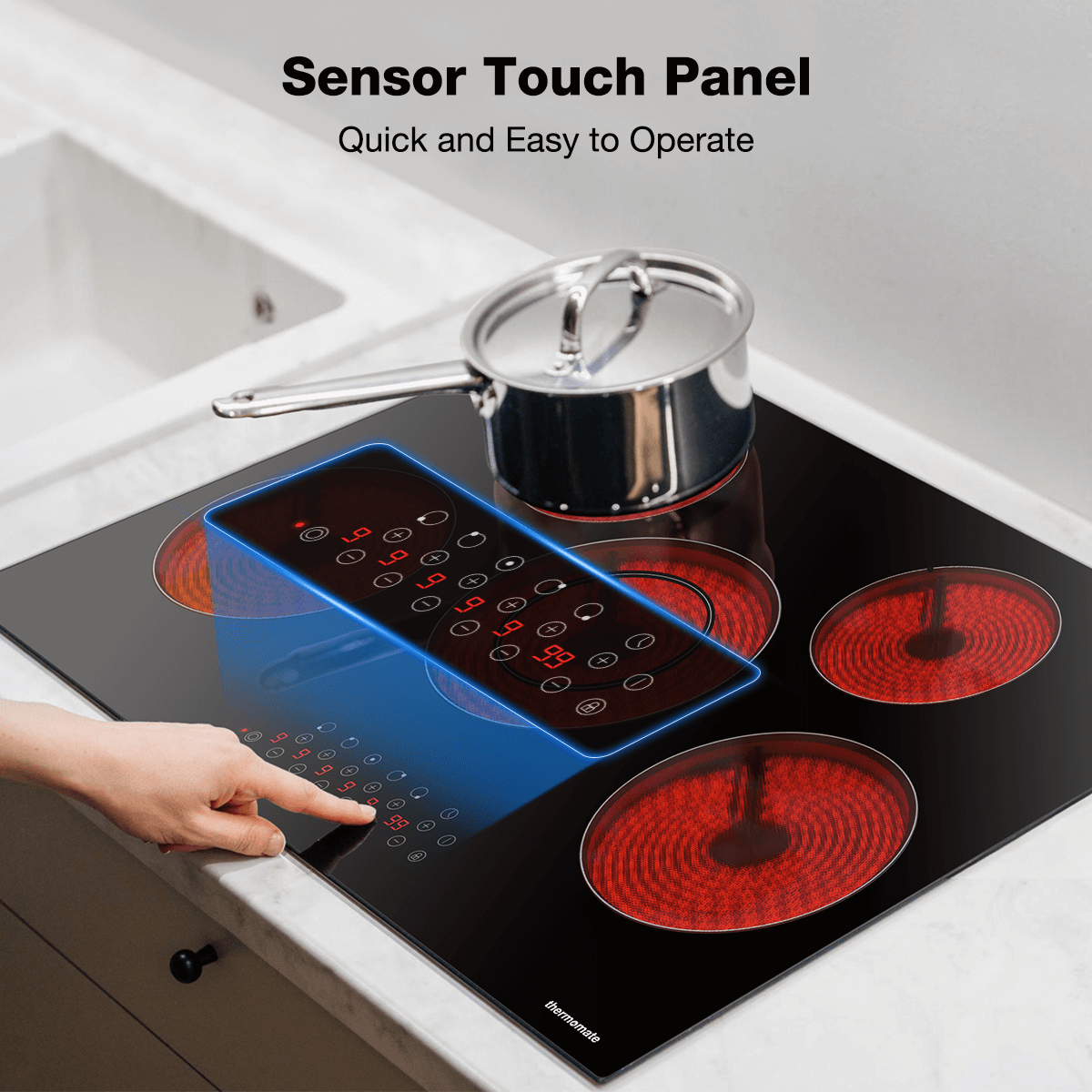 Thermomate 30 Inch Built-in Sensor Touch Ceramic Electric Cooktop w/ 5 Burners Thermomate 30 Inch Built-in Sensor Touch Ceramic Electric Cooktop w/ 5 Burners