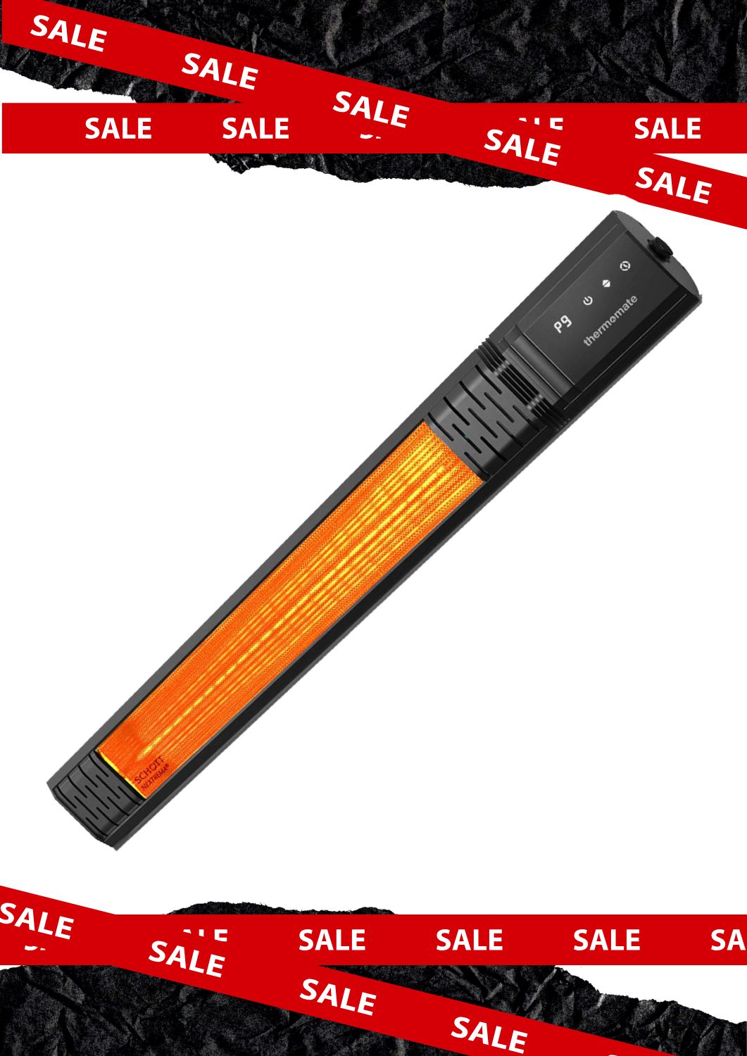 Patio Heater - 1500W w/ Low Glare Schott Glass | Thermomate Black Friday Sale