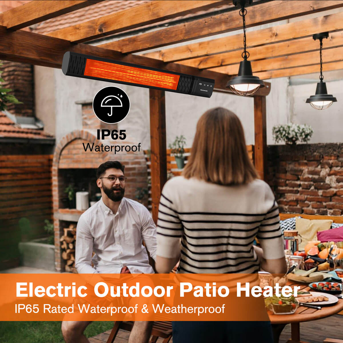 Electric Outdoor Patio Heater IP65 Rated Waterproof & Weatherproof