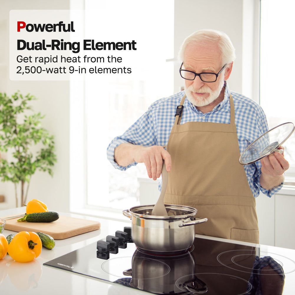 Powerful Dual-Ring Element
Get rapid heat from the 2,500-watt 9-in elements