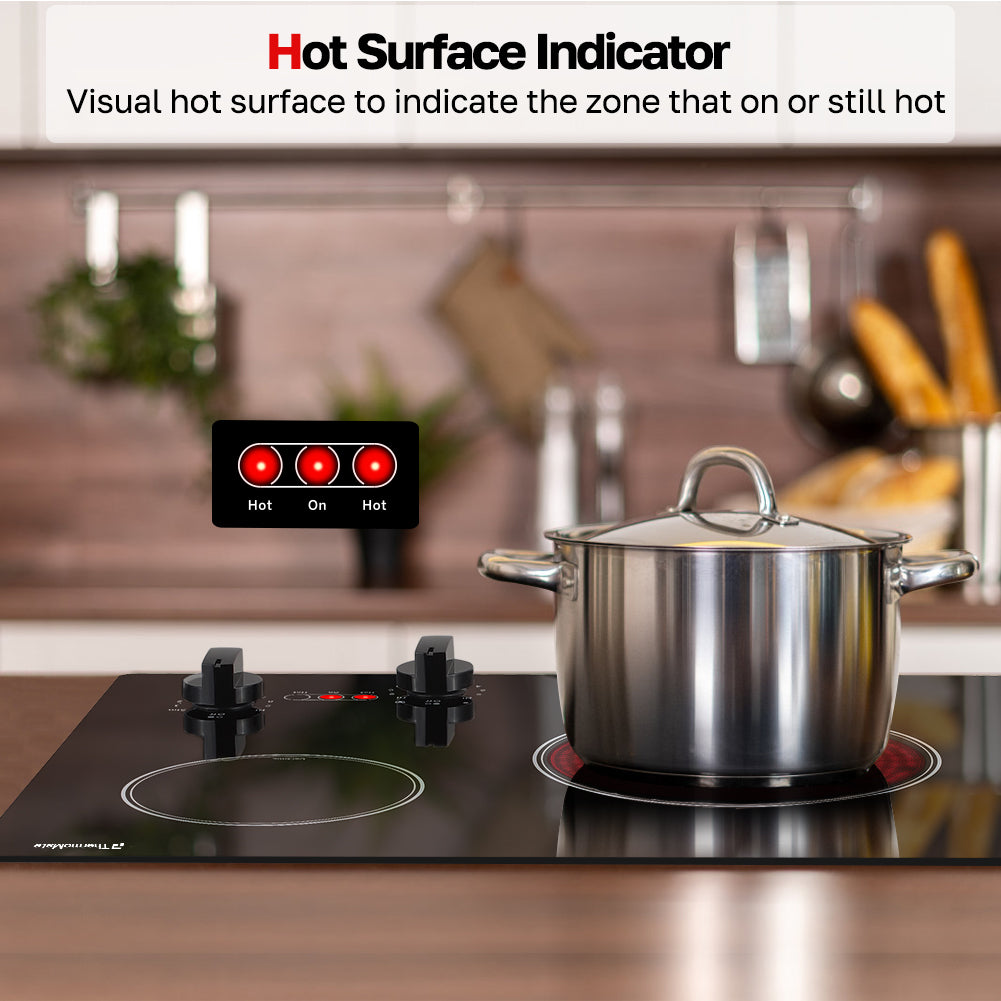 Hot Surface indicator
Visual hot surface to indicate the zone that on or still hot