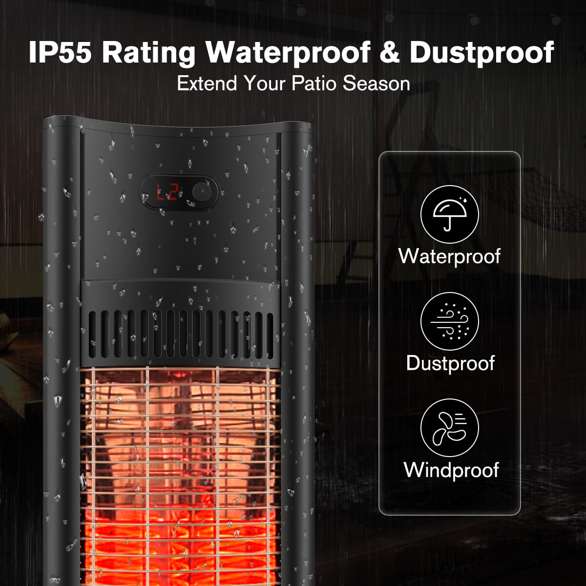 IP55 Rating Waterproof & Dustproof Extend Your Patio Season