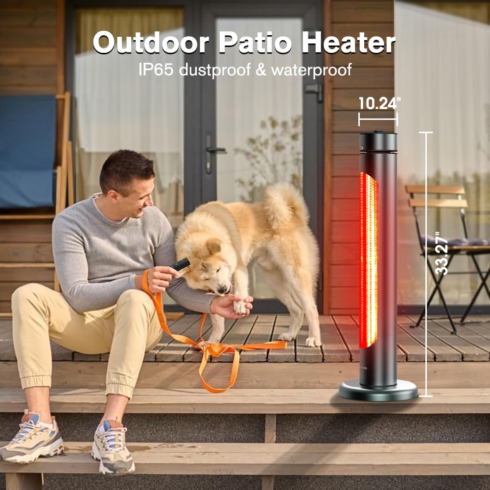 Electric Outdoor/Indoor Patio Heater - 1500W 8 Heating Levels & Timer