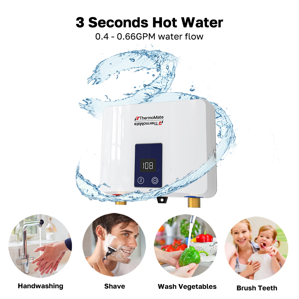 3 Seconds Hot Water
0.4 -0.66GPM water flow