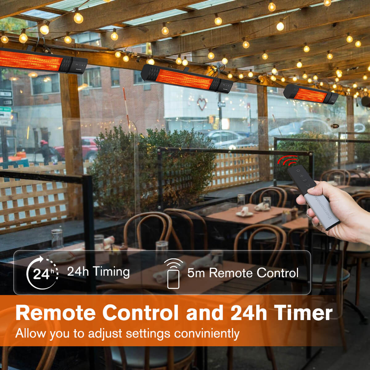 Remote Control and 24h Timer Allow you to adjust settings conviniently