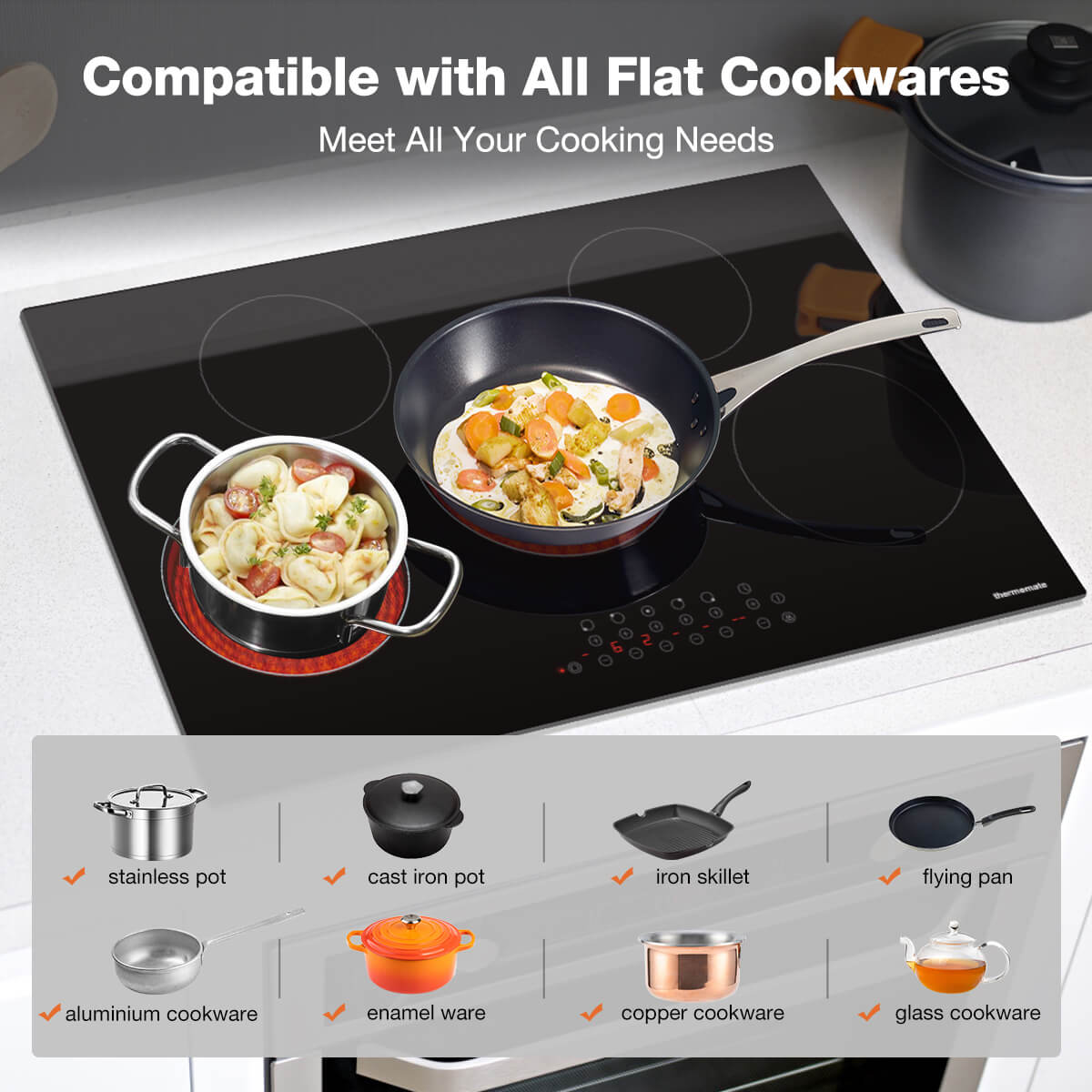 Compatible with All Flat Cookwares | Thermomate