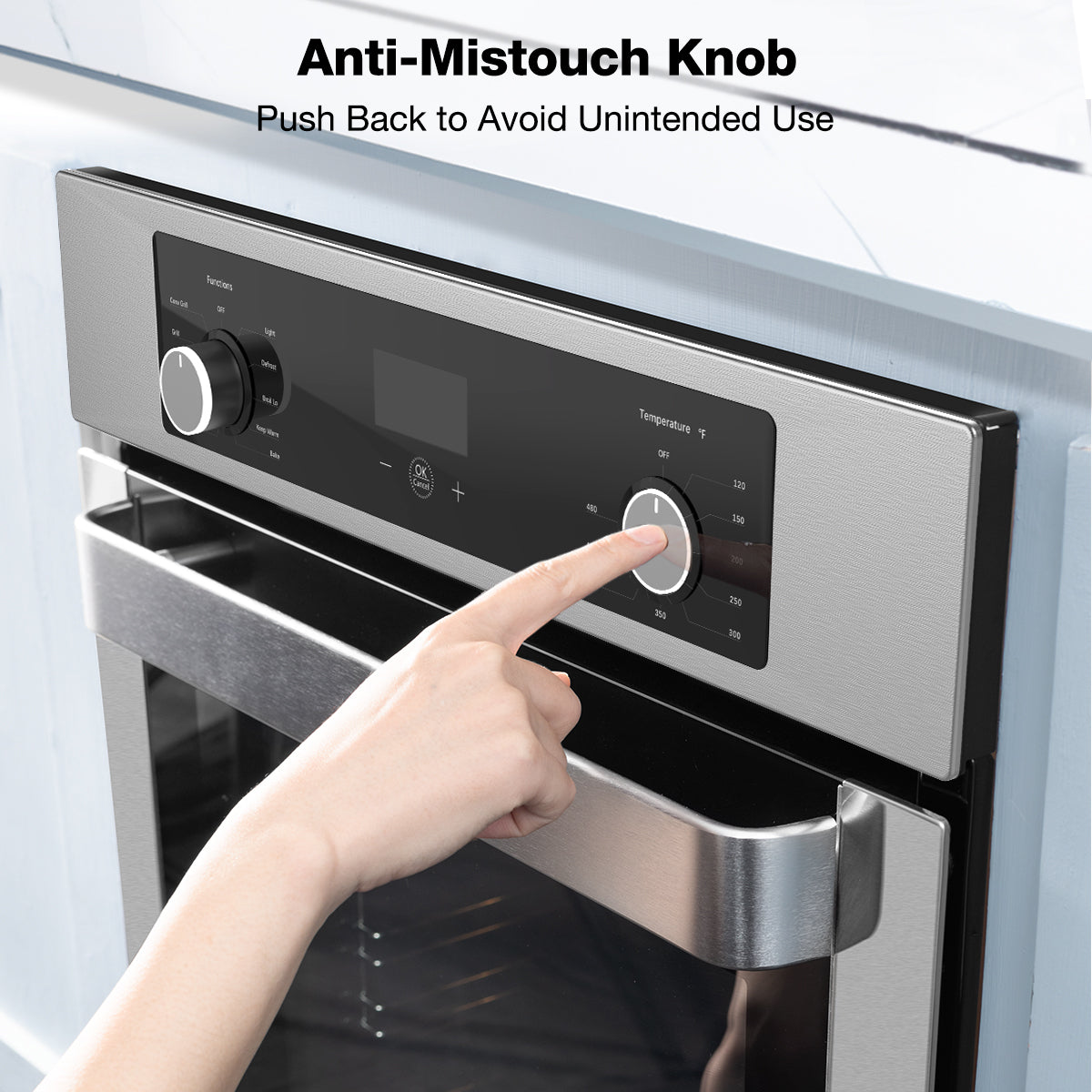 24 Inch Electric Single Wall Oven, 9 Cooking Functions | ThermoMate