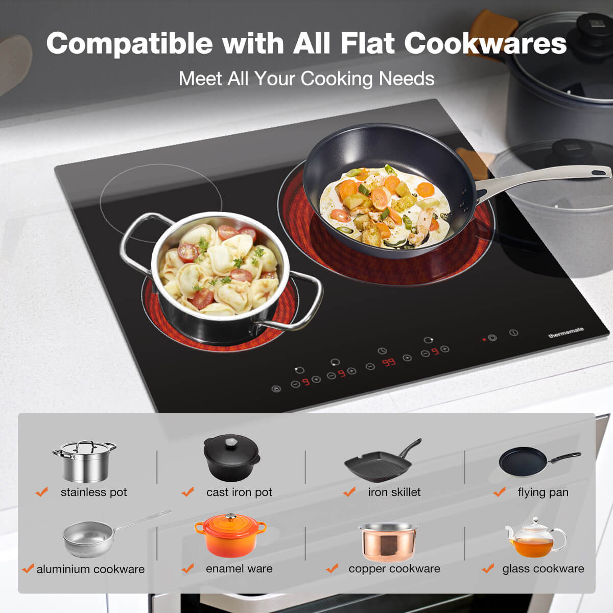 Compatible with All Flat Cookwares | Thermomate