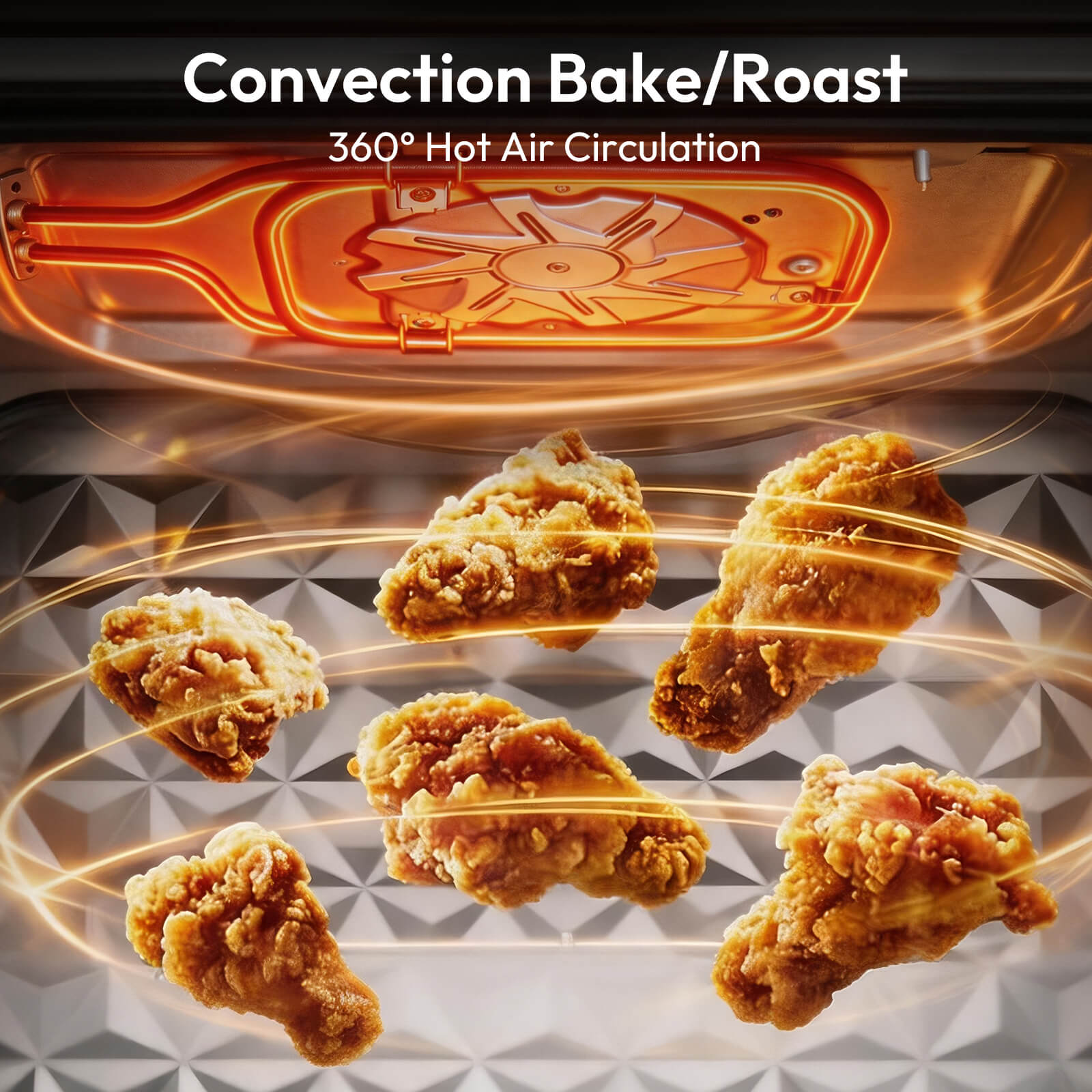 ThermoMate convection microwave oven using 360 degree hot air circulation for baking and roasting crispy chicken