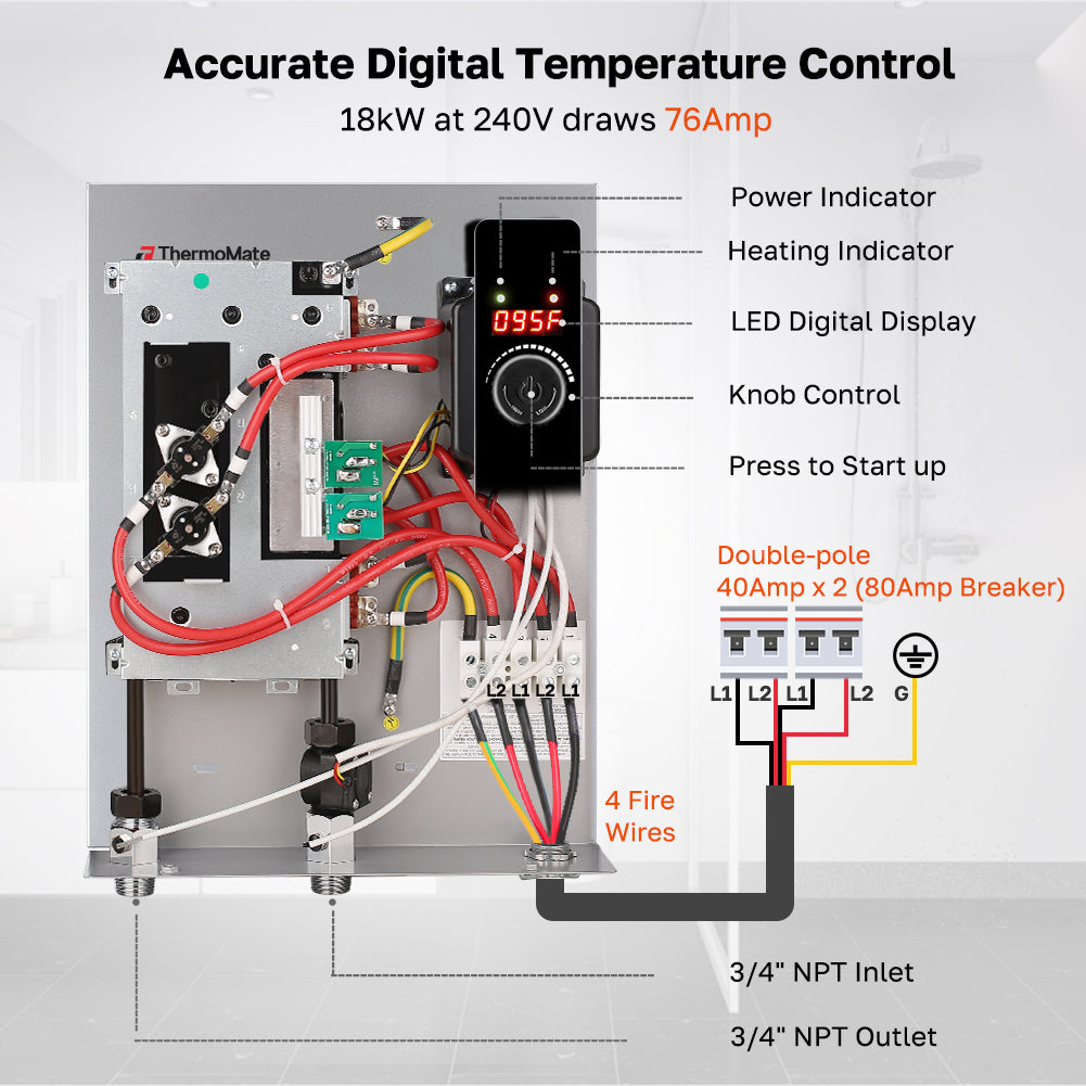 thumbnail image 2 of SUPERHOMEONLINE 18L Tankless Natural Gas Water Heater – 5GPM On-Demand, Indoor/Outdoor, 36KW 2 of 5