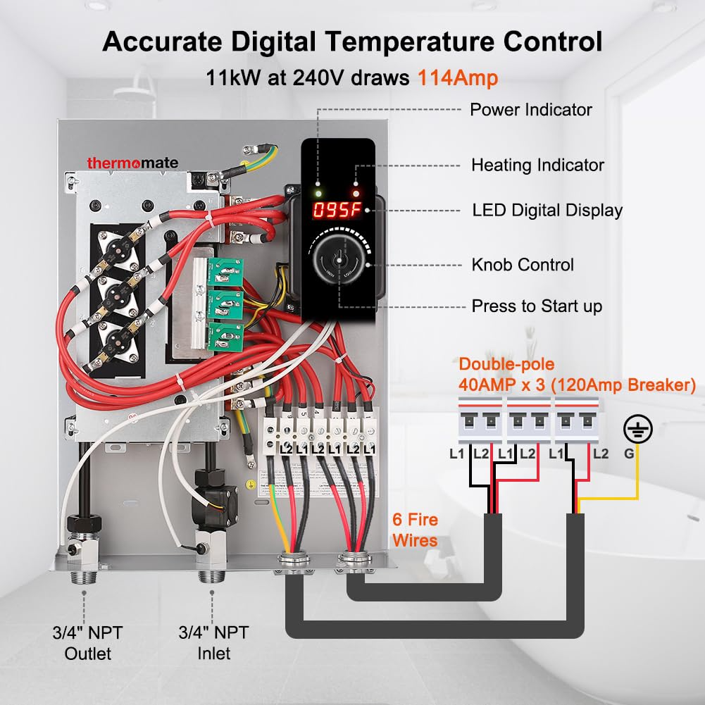 Tankless Electric On Demand Instant Hot Water Heater 240V 27kW