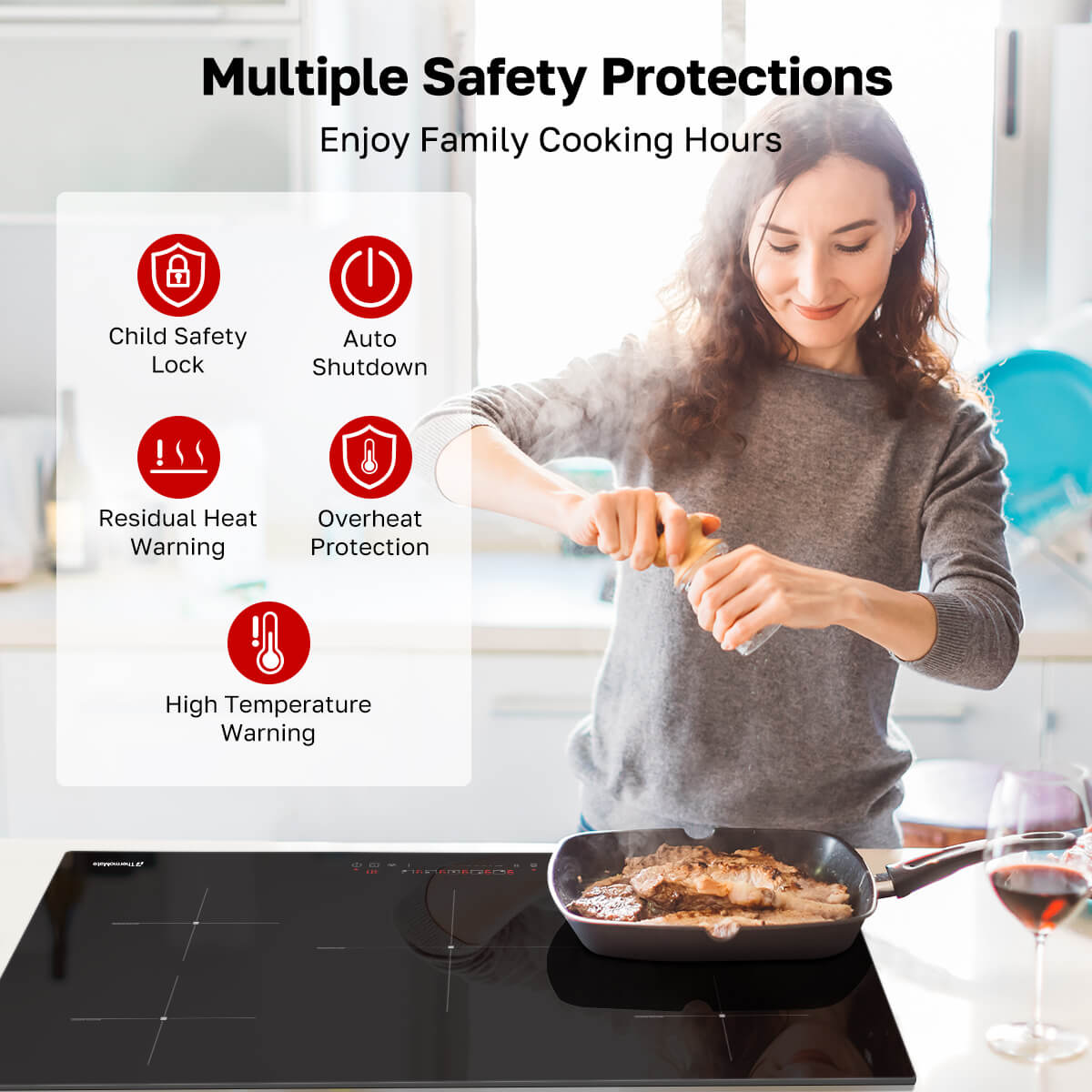 36 Inch Built-in Induction Cooktop with 5 Burners | ThermoMate