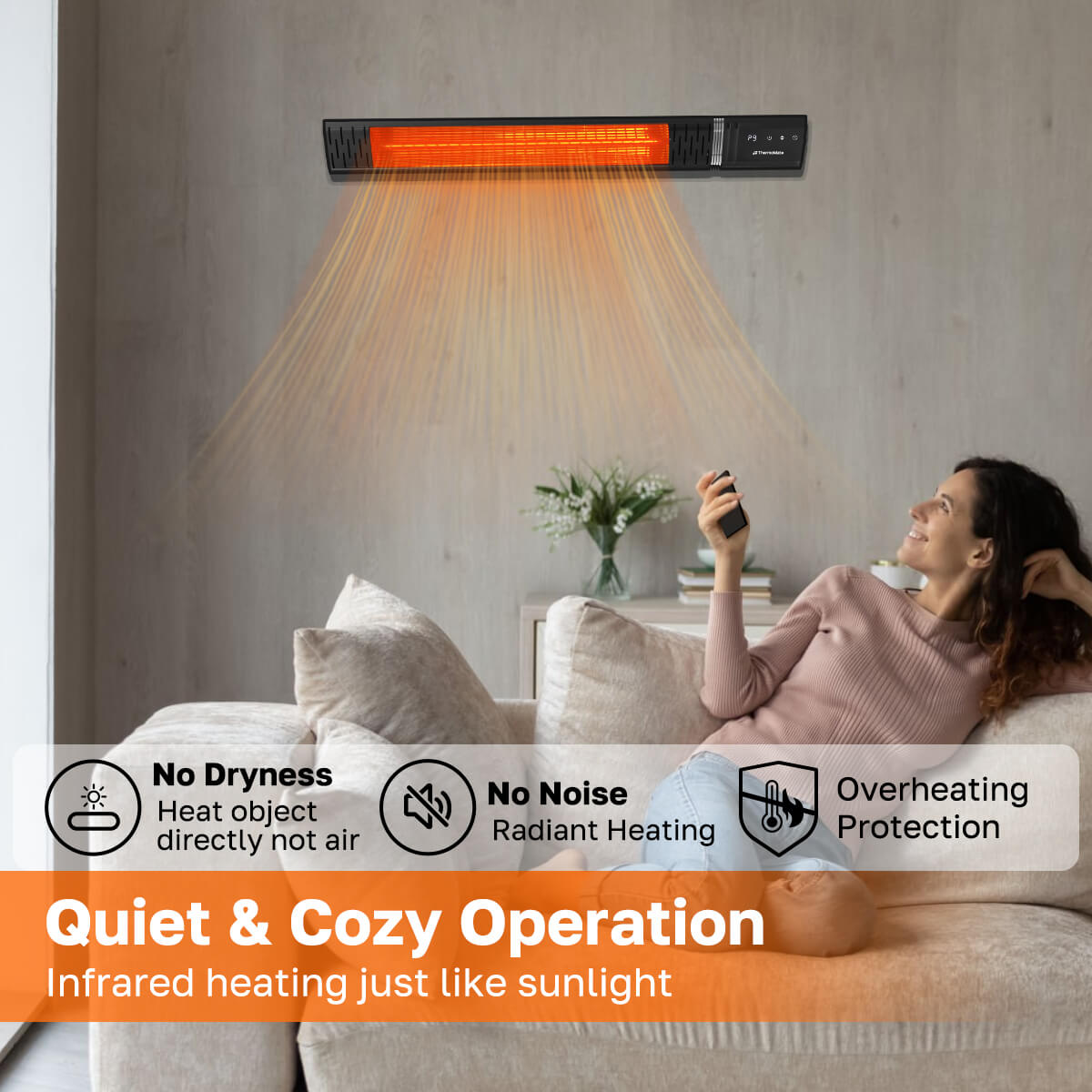 Electric Outdoor Patio Heater - 1500W w/ Low Glare Schott Glass