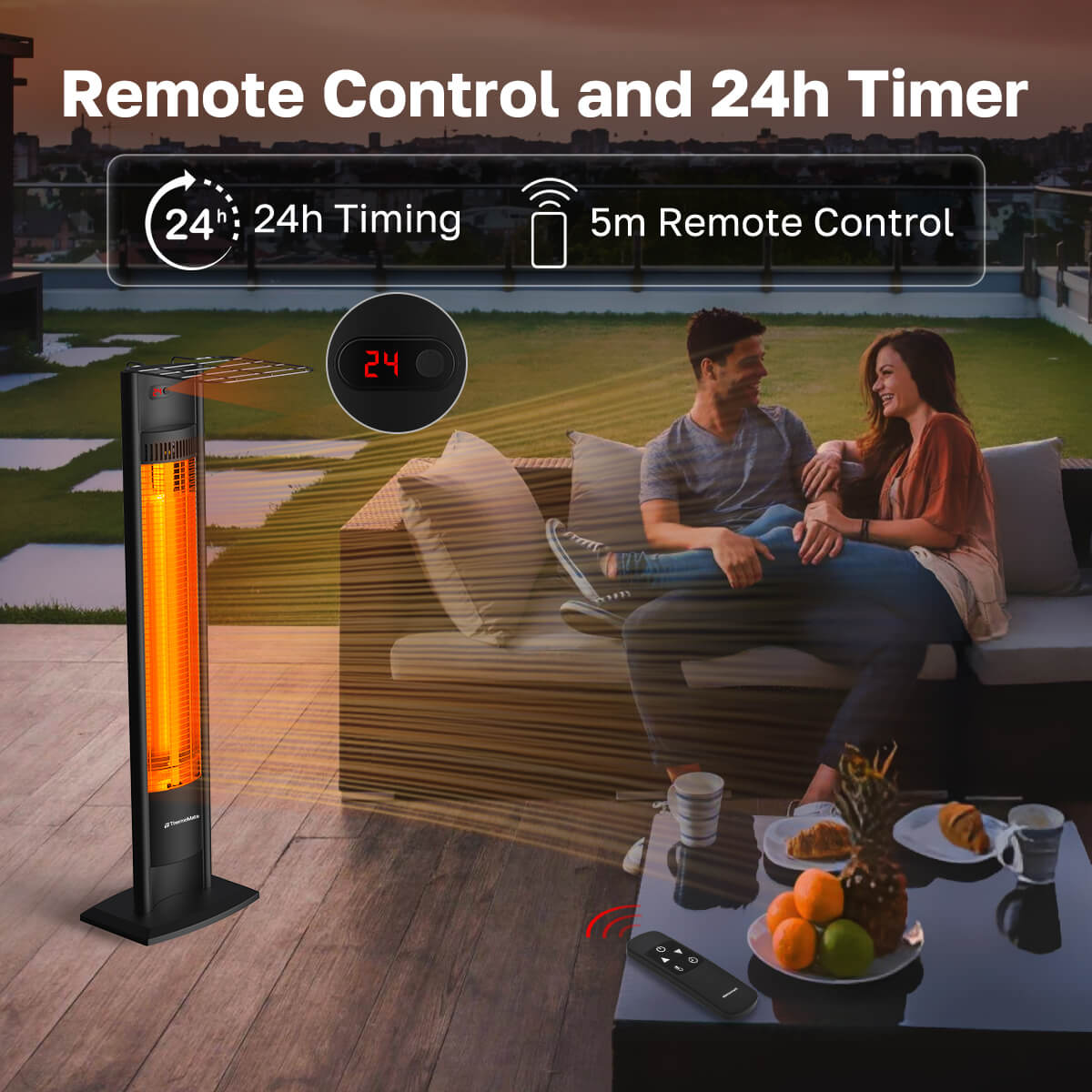 Electric Carbon Infrared Patio Heater - 1500W