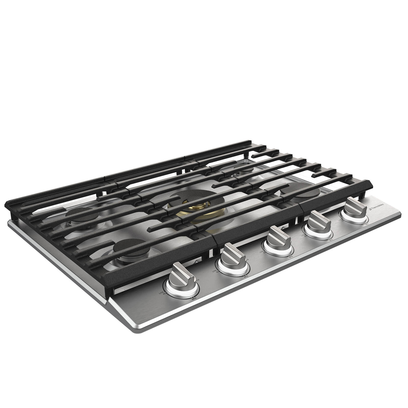 ThermoMate 30 inch stainless steel 5 burner gas cooktop with heavy cast iron grates