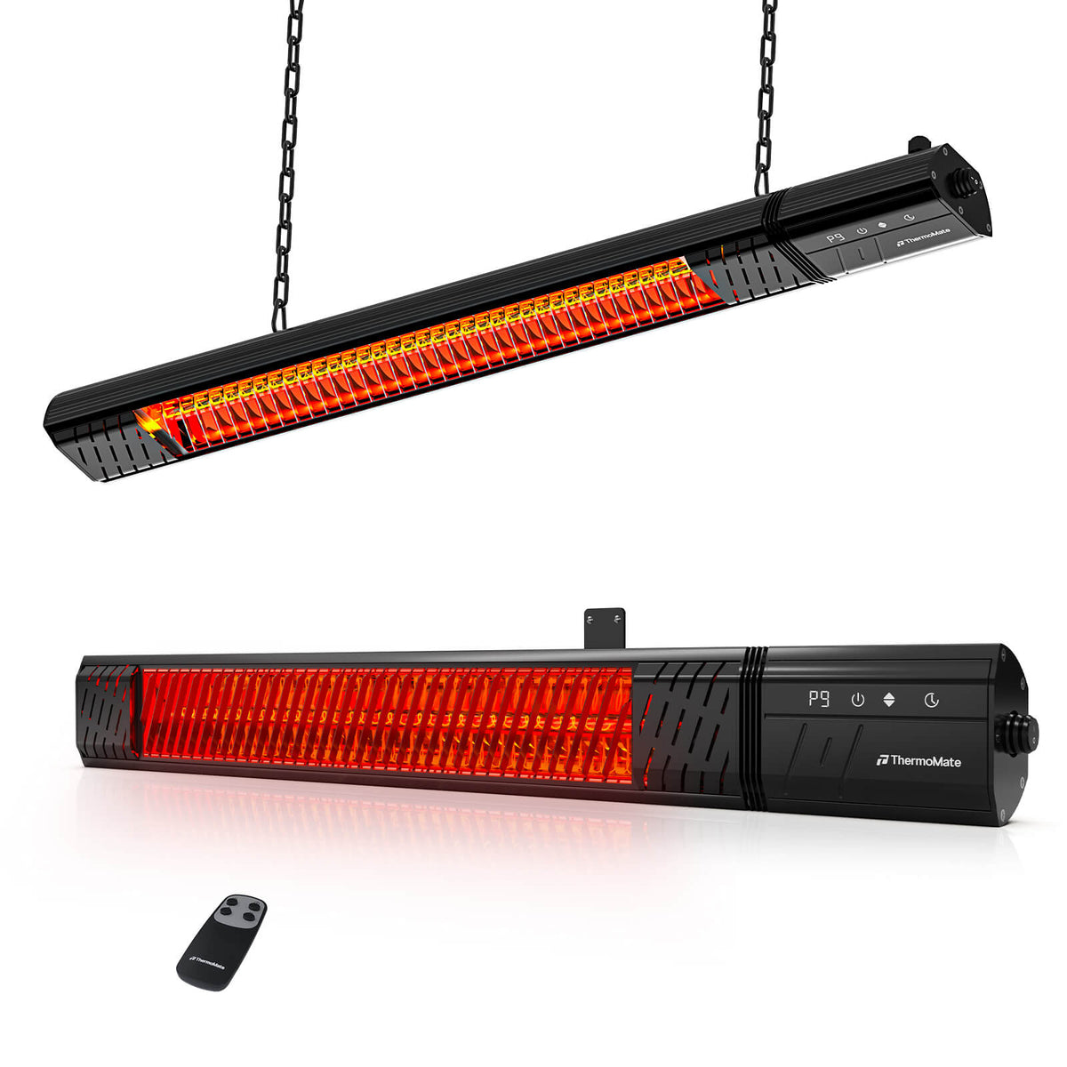 ThermoMate black 1500W carbon fiber infrared patio heater with remote control