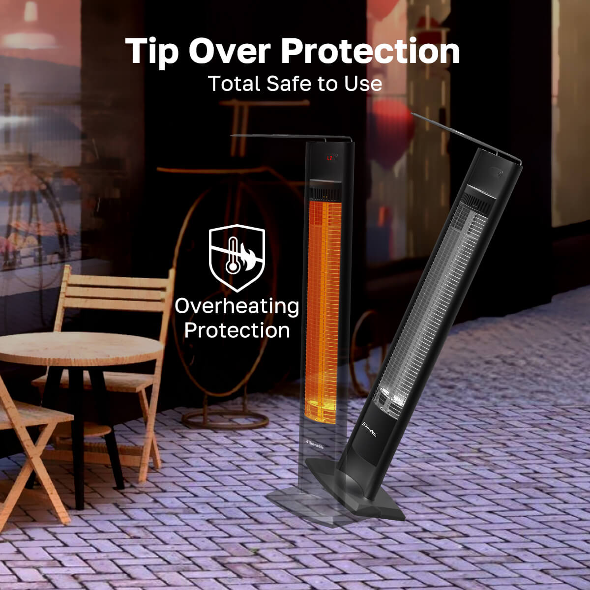 NOL HEAT グレー 電気ヒーター Electric Carbon Infrared Patio Heater - 1500W
