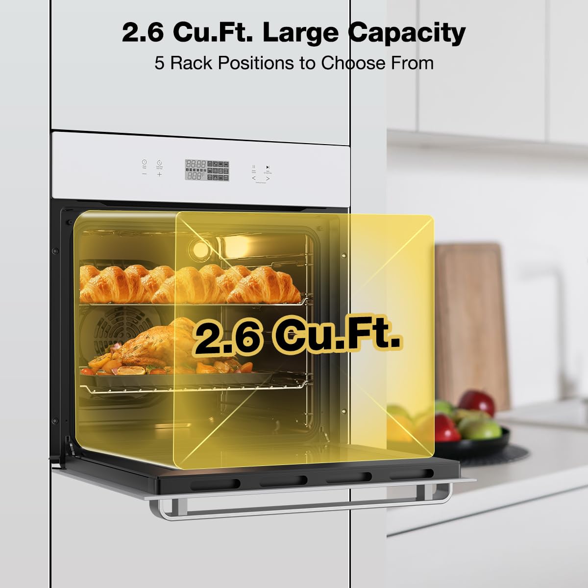 2.6 Cu.Ft. Large Capacity 5 Rack Positions to Choose From