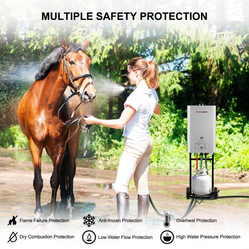 Gas Water Heater, Thermomate 8L Tankless Propane Water Heater, Portable Instant Gas Boiler, Use for Outdoor Showers, Washing Horses, Camping, RV [Energy Class A]  shower design