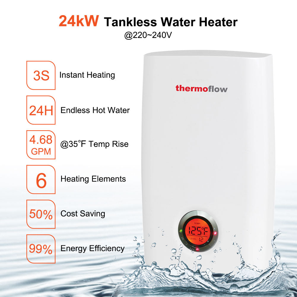 Thermoflow Tankless Electric Water Heater, 24KW